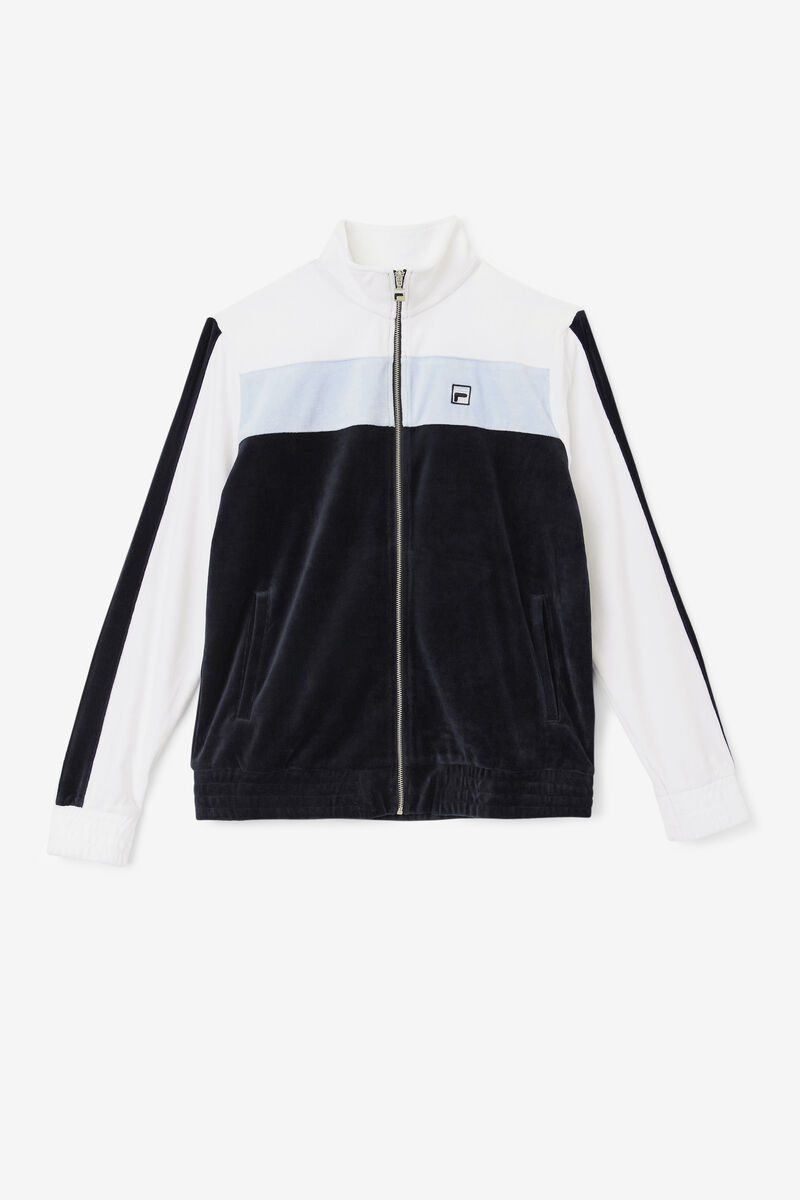 Fila Brice Velour Jacket Black / White | xnCGa91JgHe