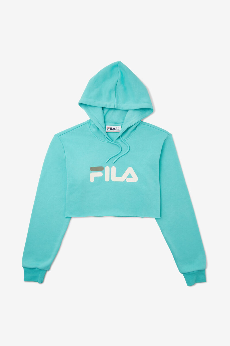 Fila Lalage Cropped Hoodie Blue Turquoise / White | LdZRyHxXw3j