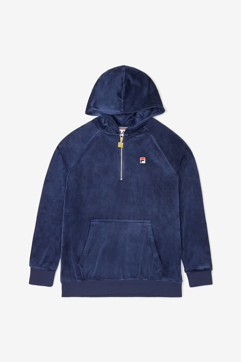 Fila Laurent Velour Hoodie Navy | G4DymEOzur7