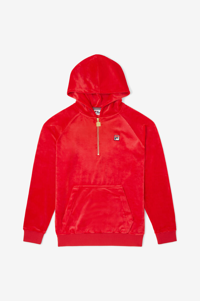 Fila Laurent Velour Hoodie Red | AS6tkBOBOvk