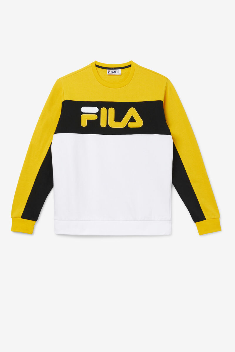 Fila Lesner Fleece Crew Gold / Black / White | tWzSbBhIY4X