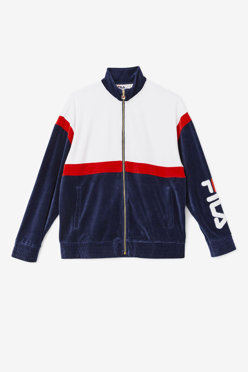 Fila Mansur Velour Jacket Navy / White / Red | uBs62mzJl4c