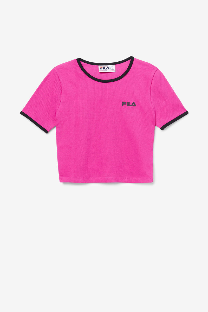 Fila Perla Crop Top Pink / Black | EBEF5IwyGbq