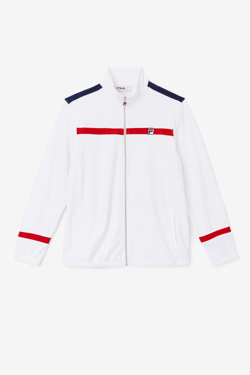 Fila Ravid Velour Jacket White / Red / Navy | qGSszqfi28v