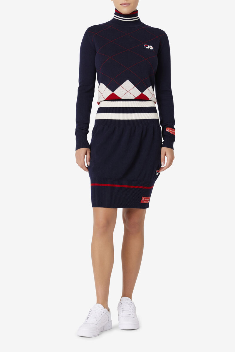 Fila 110 Cashmere Girdle Skirt Navy / White / Red | Ek8XZYmoCRZ