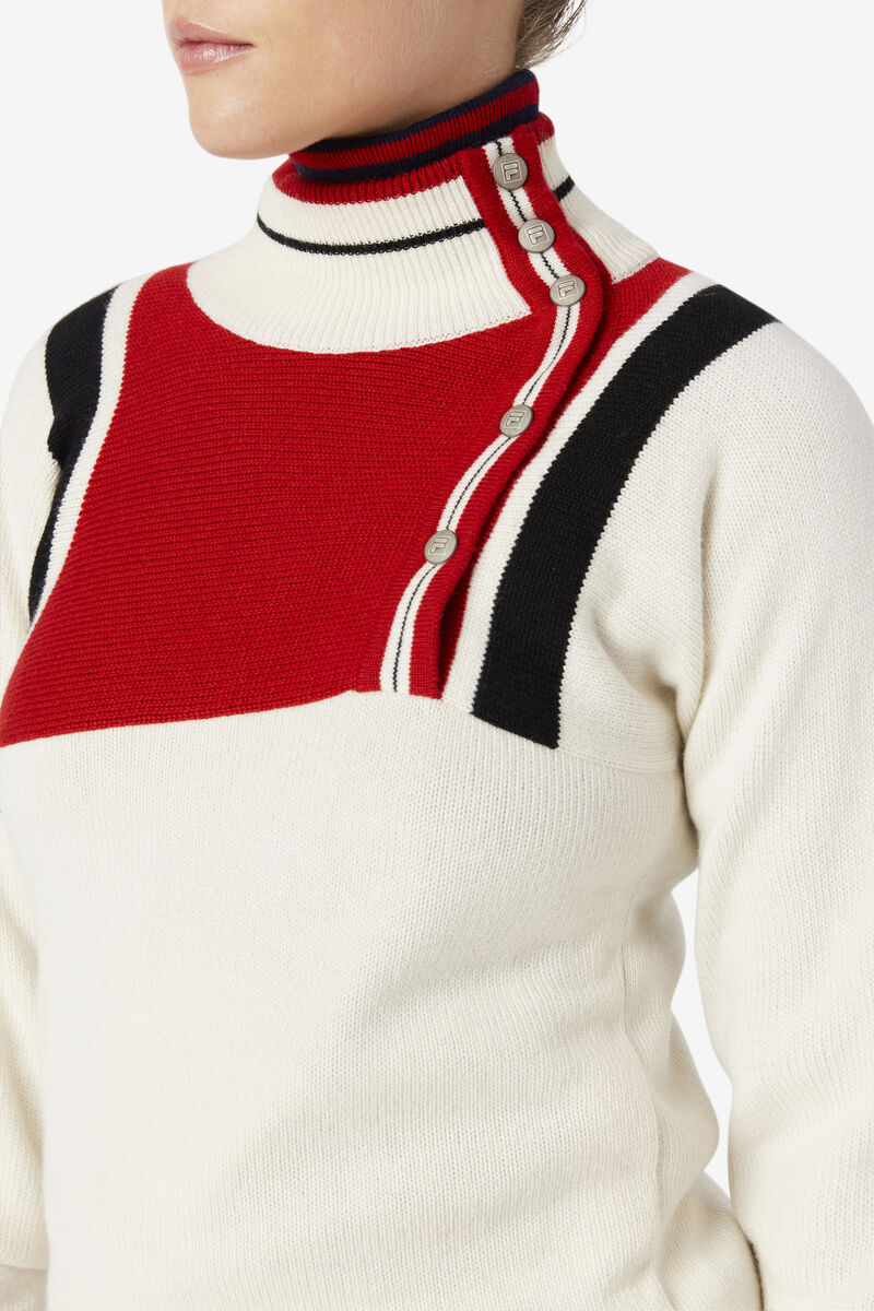 Fila 110 White Rock Button Fly Cashmere Jumper White / Red / Navy | o7qMswxNIw8