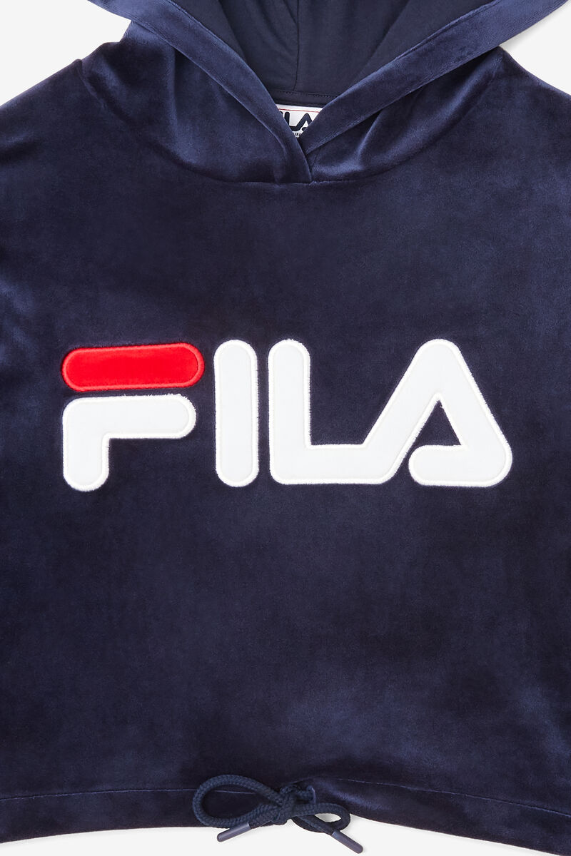 Fila Aitana Crop Velour Hoodie Navy / White / Red | dkguKwDWstu