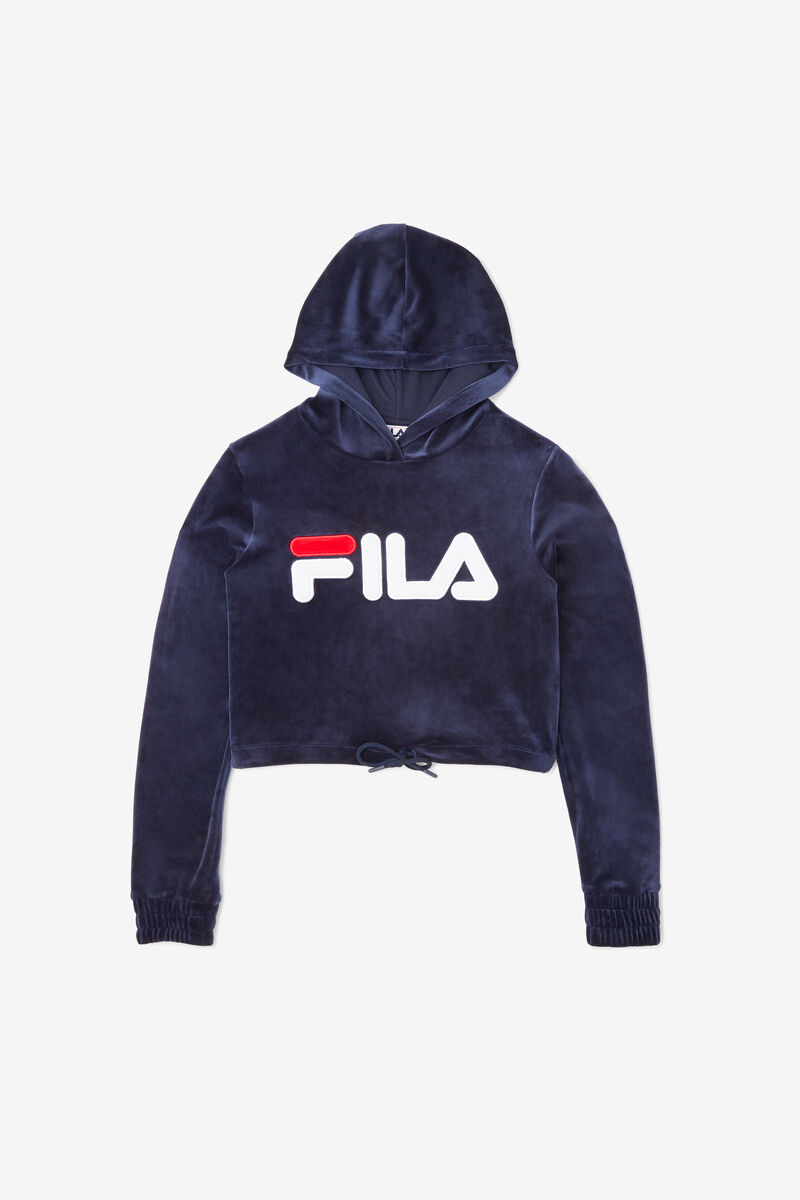 Fila Aitana Crop Velour Hoodie Navy / White / Red | dkguKwDWstu