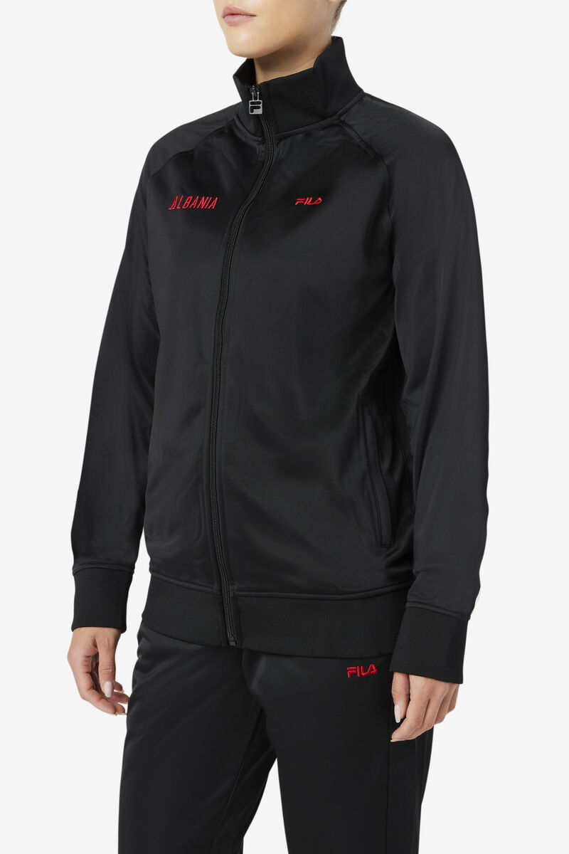 Fila Albania Track Jacket Black / Red | CzBpP2Y7DNZ