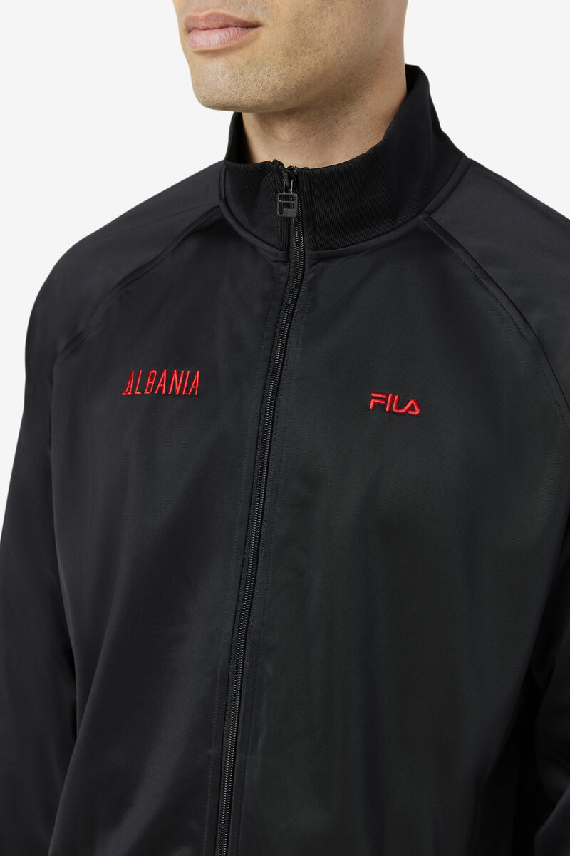 Fila Albania Track Jacket Black / Red | CzBpP2Y7DNZ