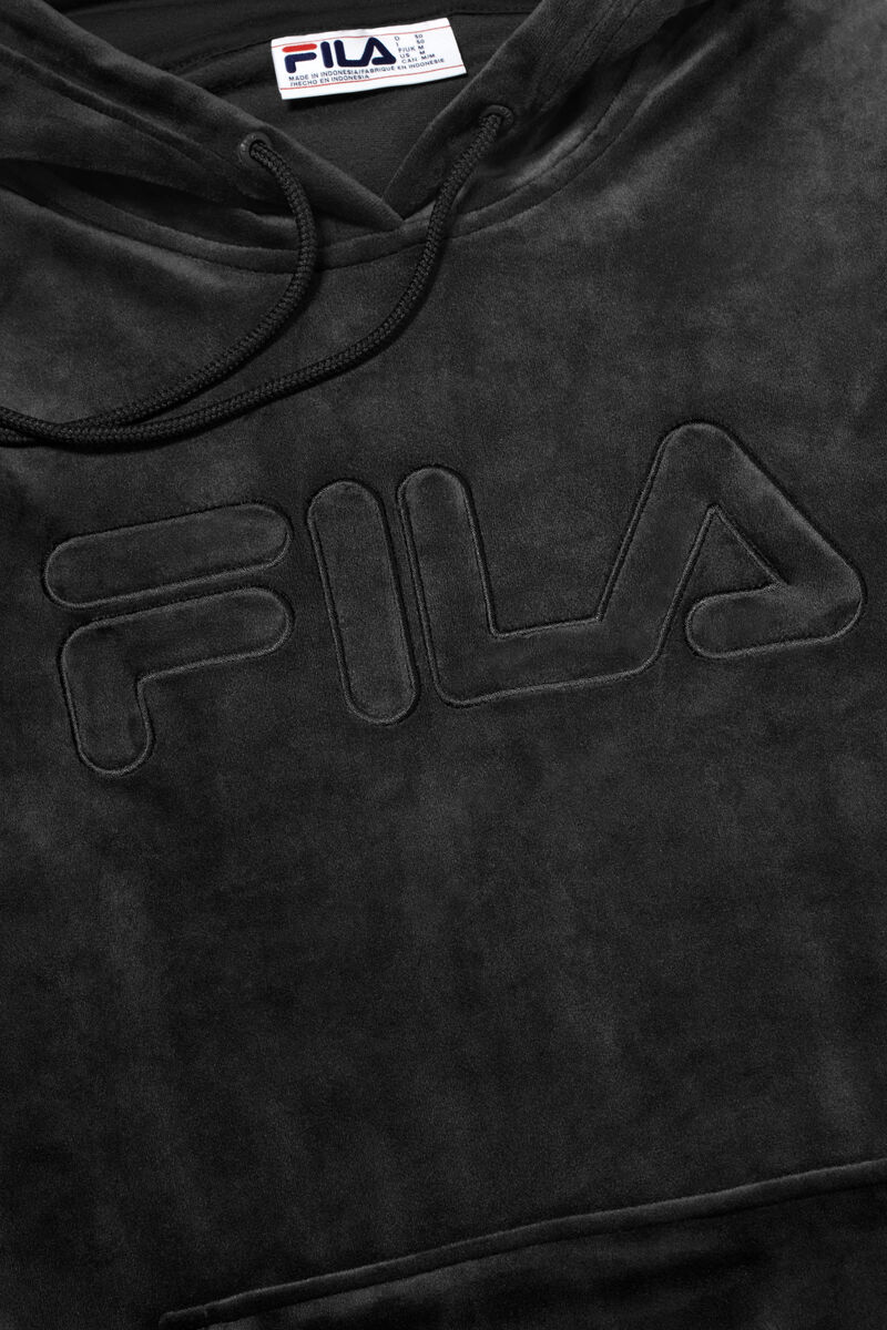 Fila Asher Velour Hoodie Black | JIN7OlufOX5