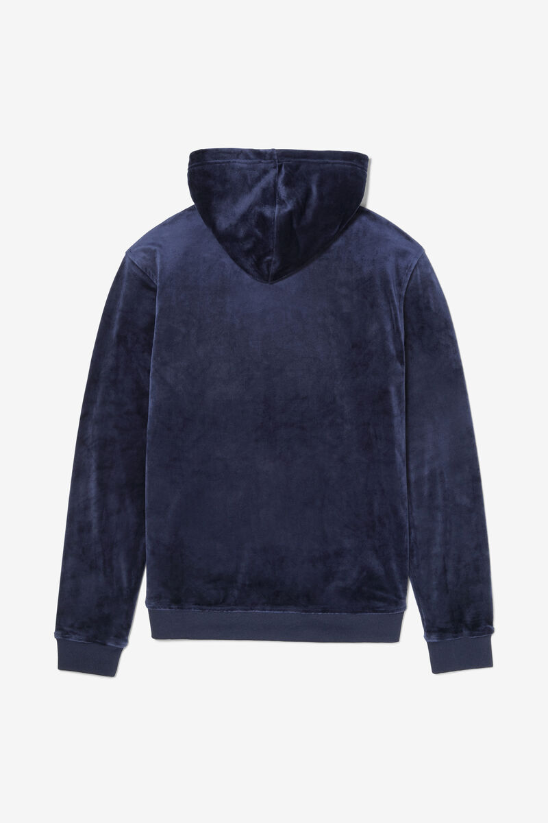 Fila Asher Velour Hoodie Navy | BKFMazR2WTy