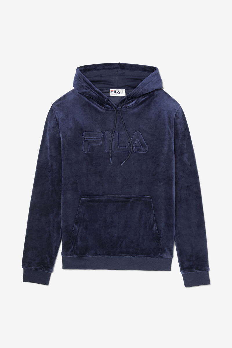 Fila Asher Velour Hoodie Navy | BKFMazR2WTy