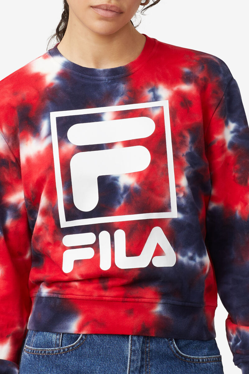 Fila Ashley Tie Dye Sweatshirt Navy / Red | GH5vUtJJuqi