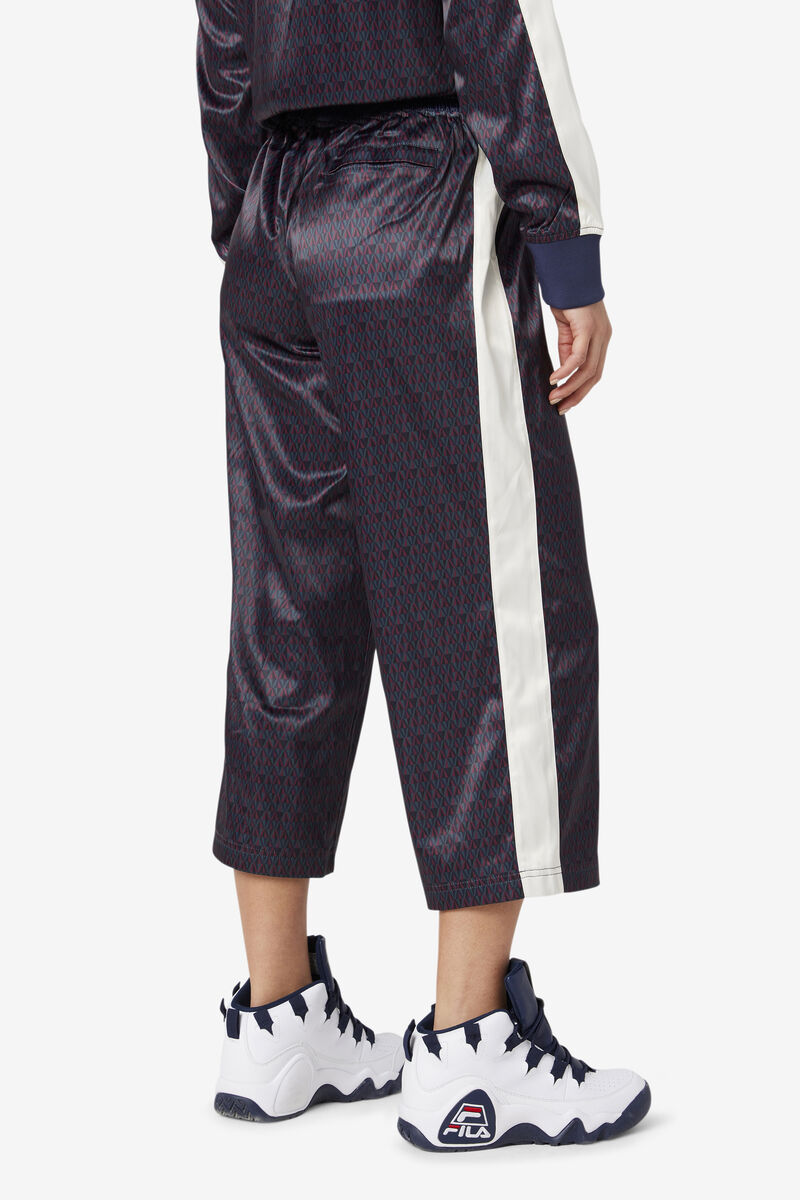 Fila Aviana Cropped Satin Pant Navy | 7pgL7GKq6Is