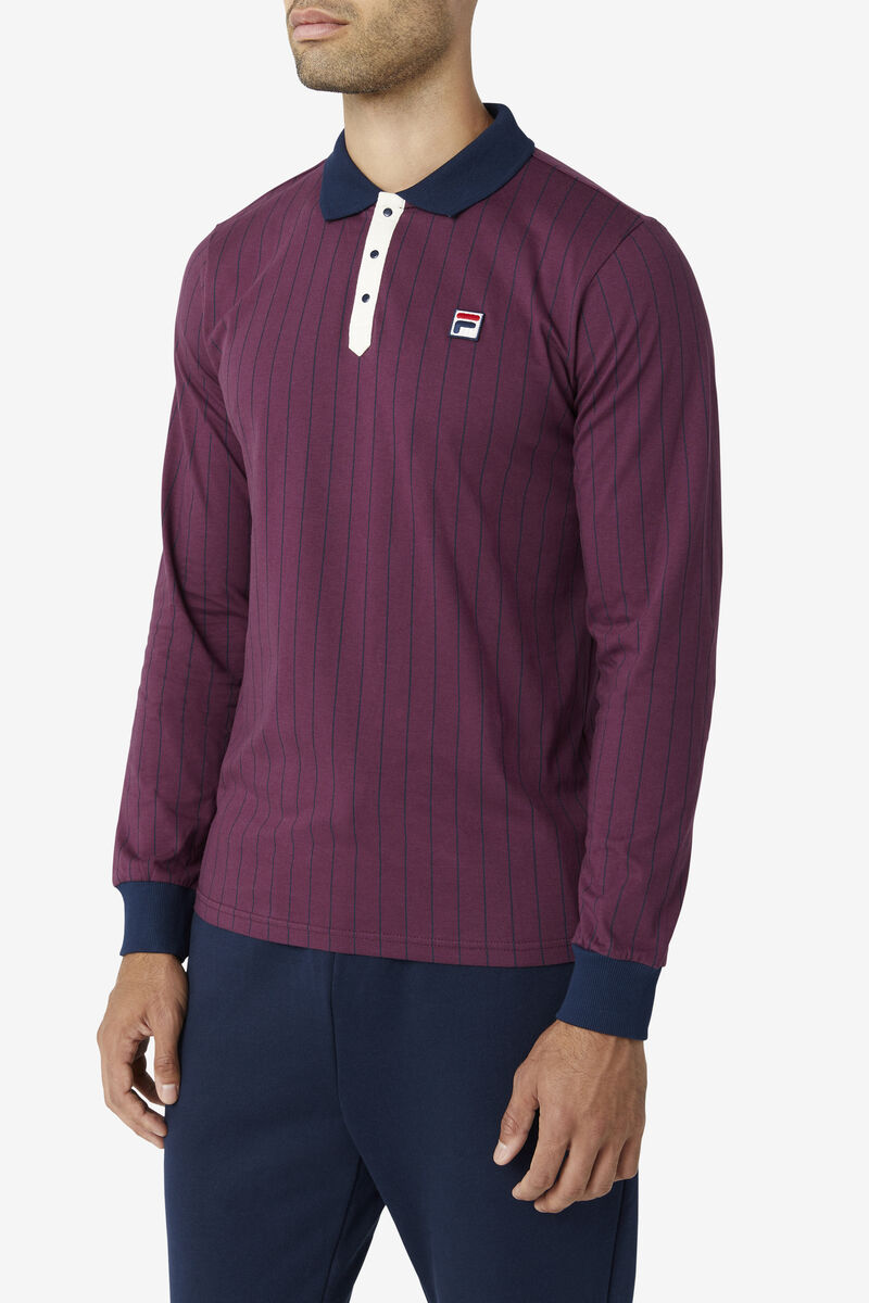 Fila Bb2 Long Sleeve Polo Navy | QikegBtN86w