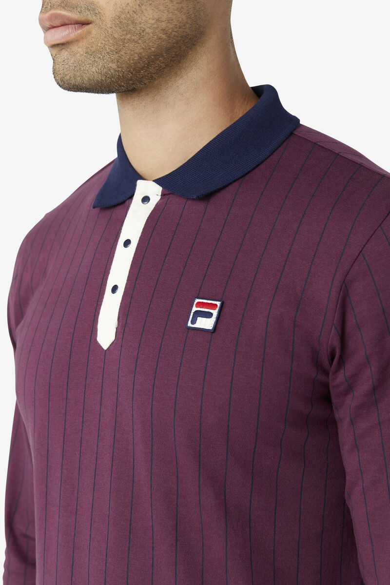 Fila Bb2 Long Sleeve Polo Navy | QikegBtN86w