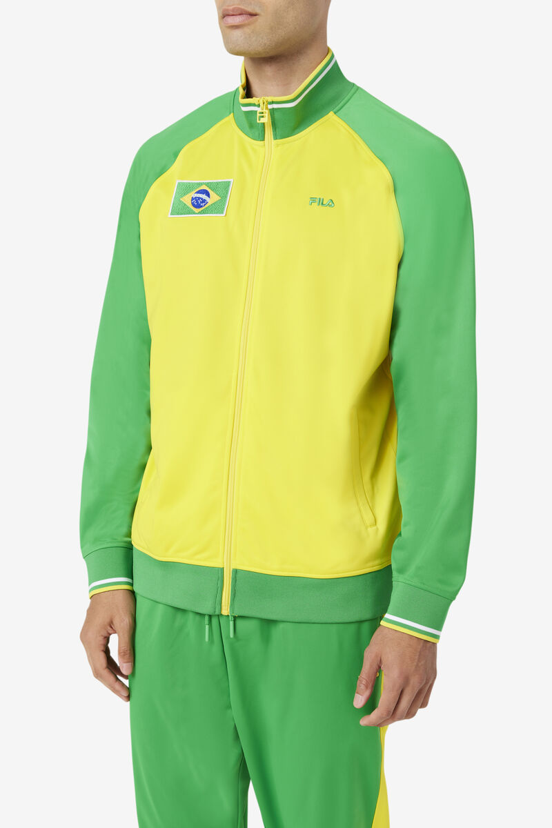 Fila Brazil Track Jacket Yellow / Green / White | Lh9qRZqEkOc