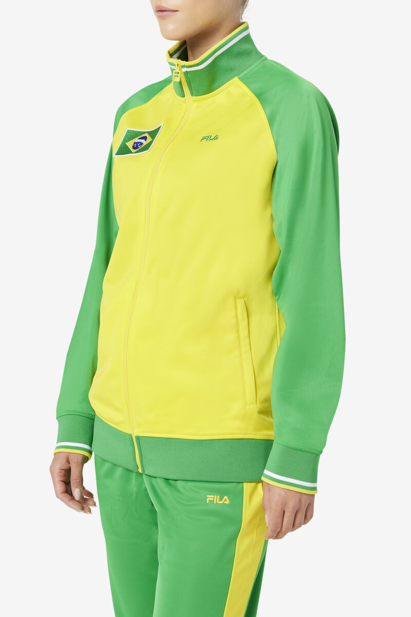 Fila Brazil Track Jacket Yellow / Green / White | Lh9qRZqEkOc