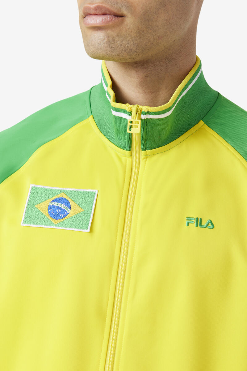 Fila Brazil Track Jacket Yellow / Green / White | Lh9qRZqEkOc