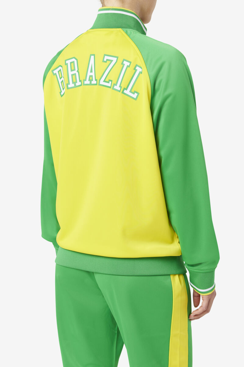 Fila Brazil Track Jacket Yellow / Green / White | Lh9qRZqEkOc