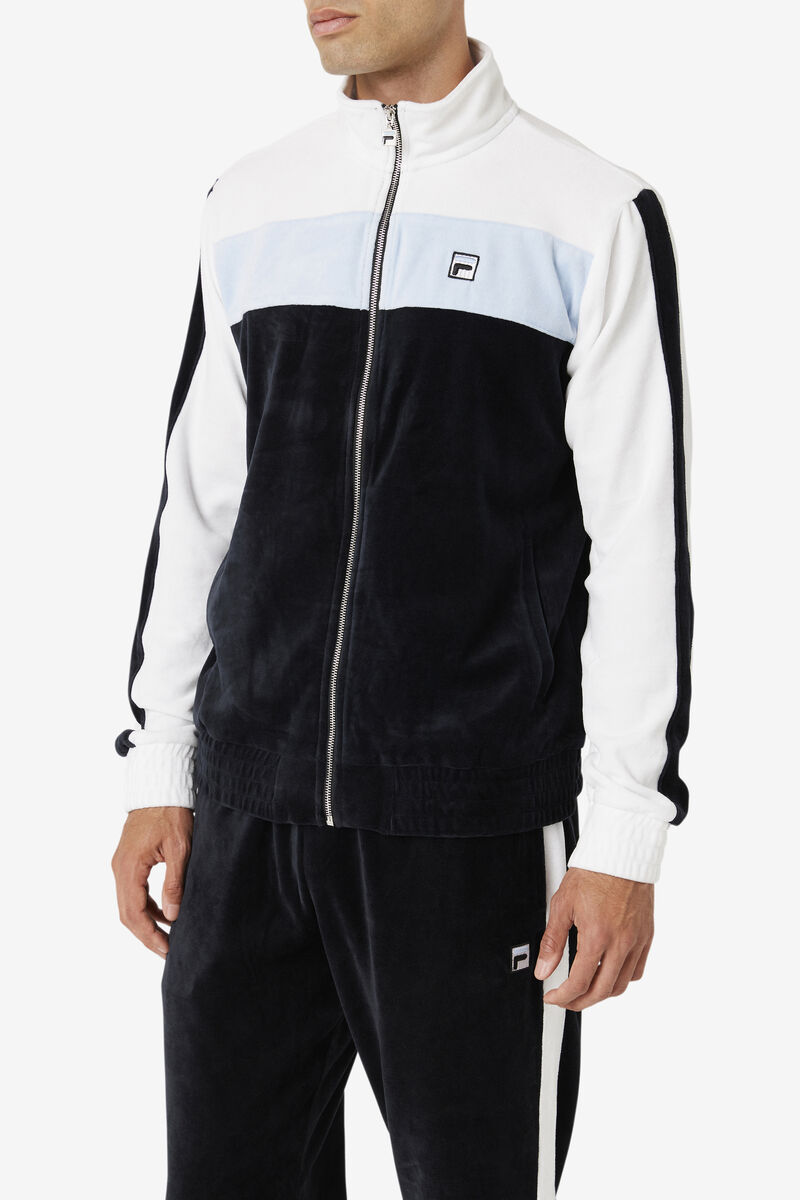 Fila Brice Velour Jacket Black / White | xnCGa91JgHe