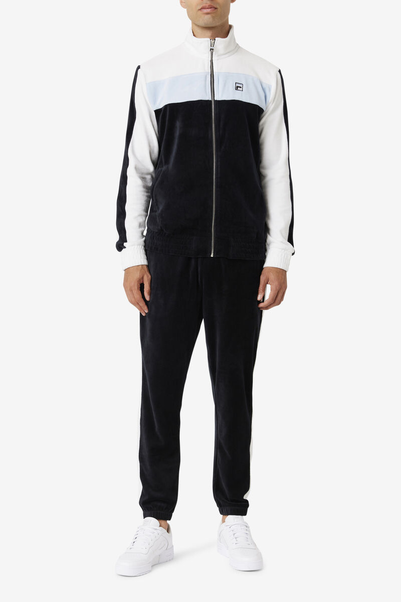 Fila Brice Velour Jacket Black / White | xnCGa91JgHe