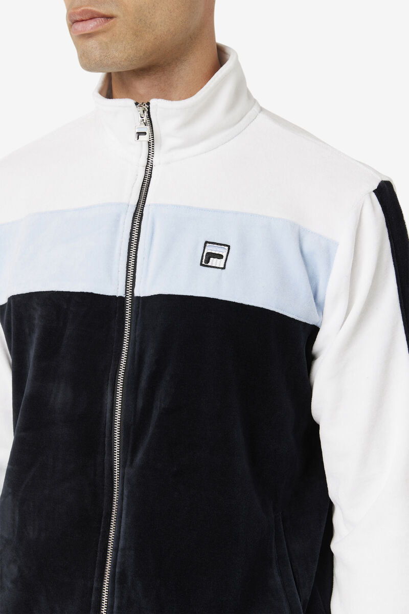 Fila Brice Velour Jacket Black / White | xnCGa91JgHe