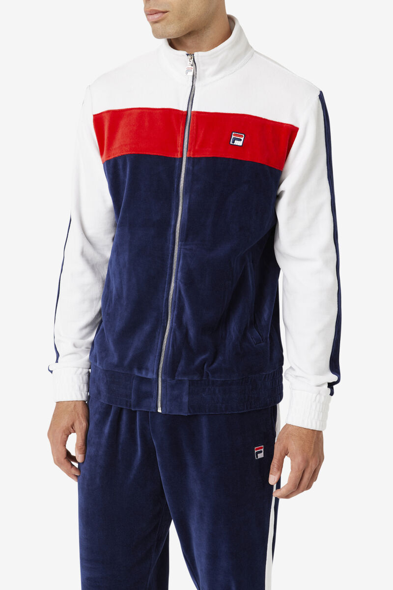 Fila Brice Velour Jacket Navy / White / Red | Ng7y33CCFYd