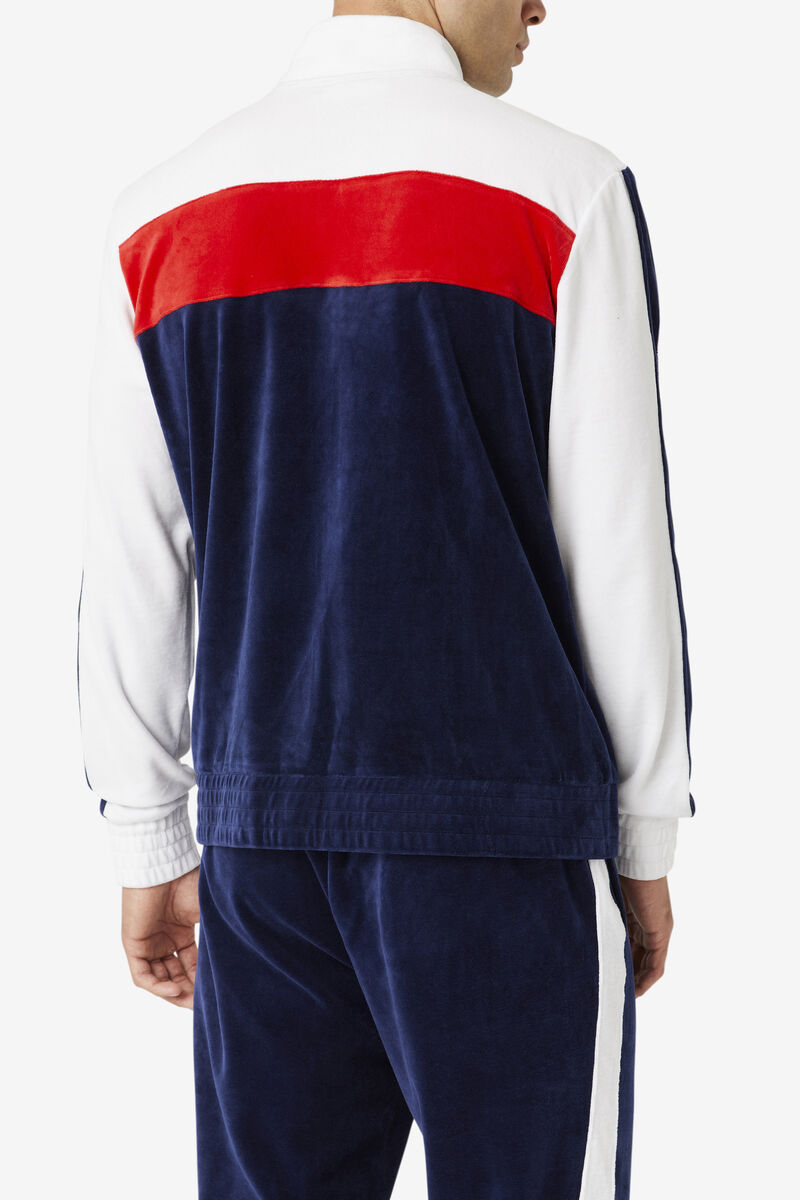 Fila Brice Velour Jacket Navy / White / Red | Ng7y33CCFYd