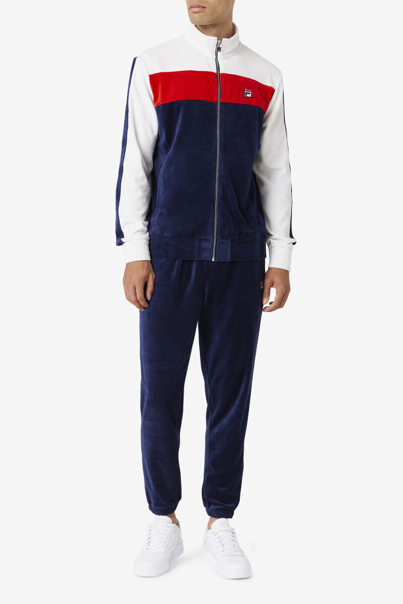 Fila Brice Velour Jacket Navy / White / Red | Ng7y33CCFYd