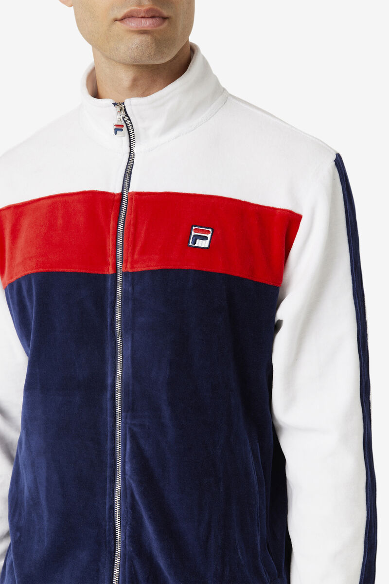 Fila Brice Velour Jacket Navy / White / Red | Ng7y33CCFYd