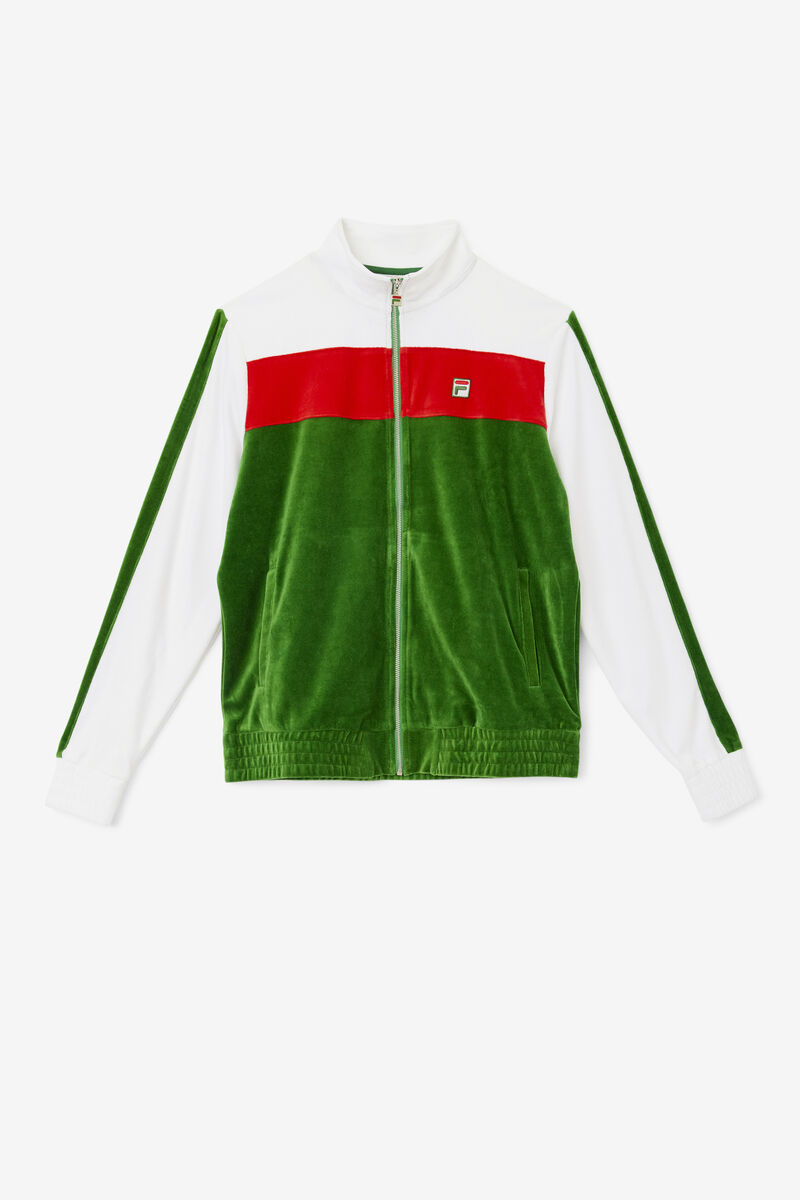 Fila Brice Velour Jacket White / Red | s7S6On7jv8o