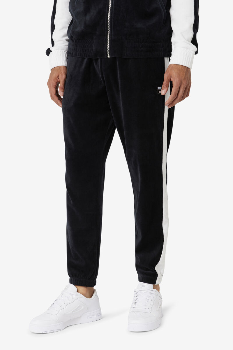 Fila Brice Velour Pant Black / White | KTEdKZTsmN2