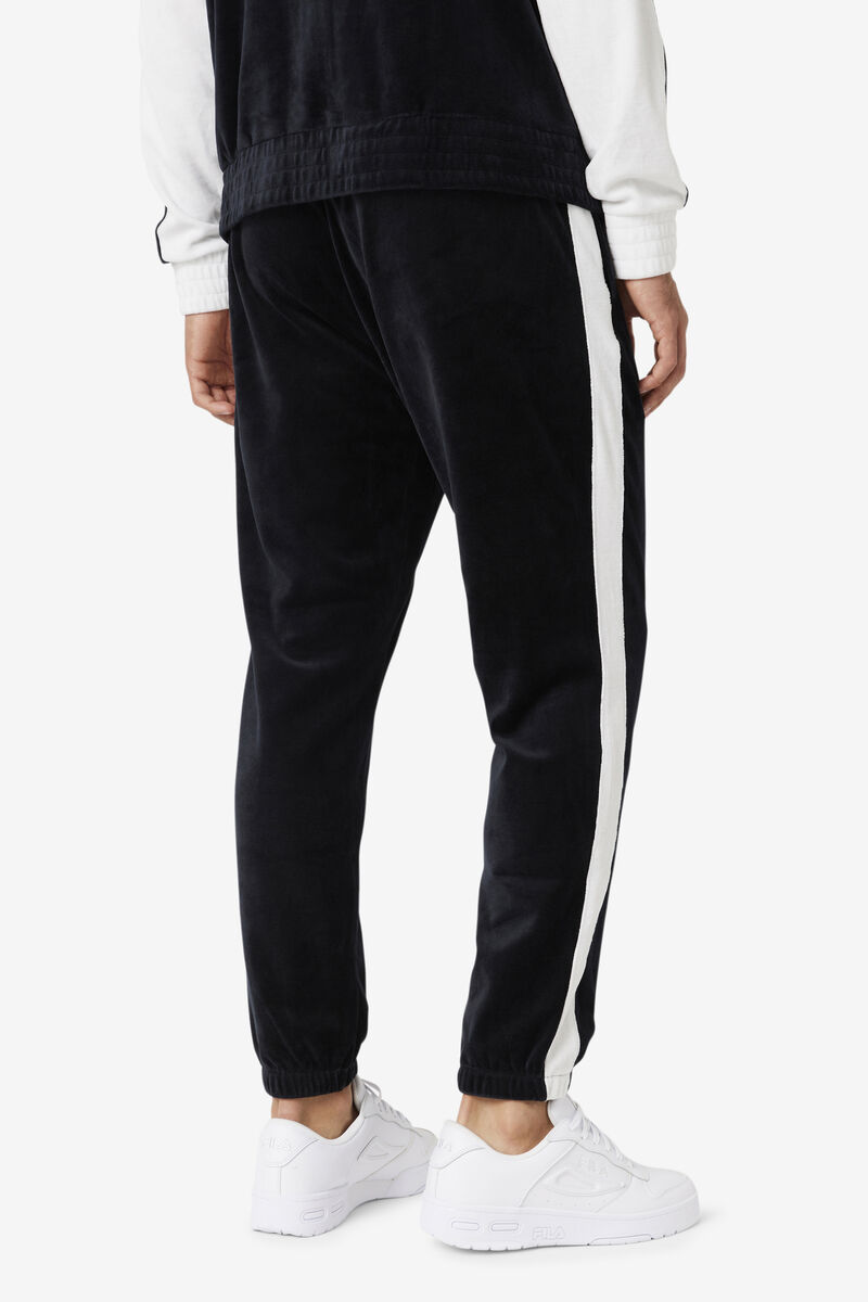 Fila Brice Velour Pant Black / White | KTEdKZTsmN2