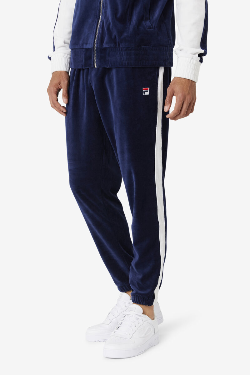 Fila Brice Velour Pant Navy / White / Red | UPlE2iEtmPx