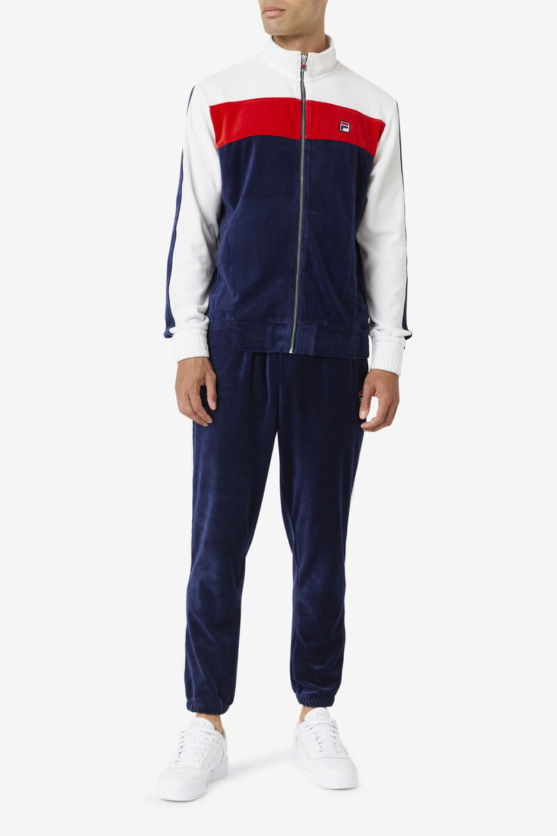 Fila Brice Velour Pant Navy / White / Red | UPlE2iEtmPx