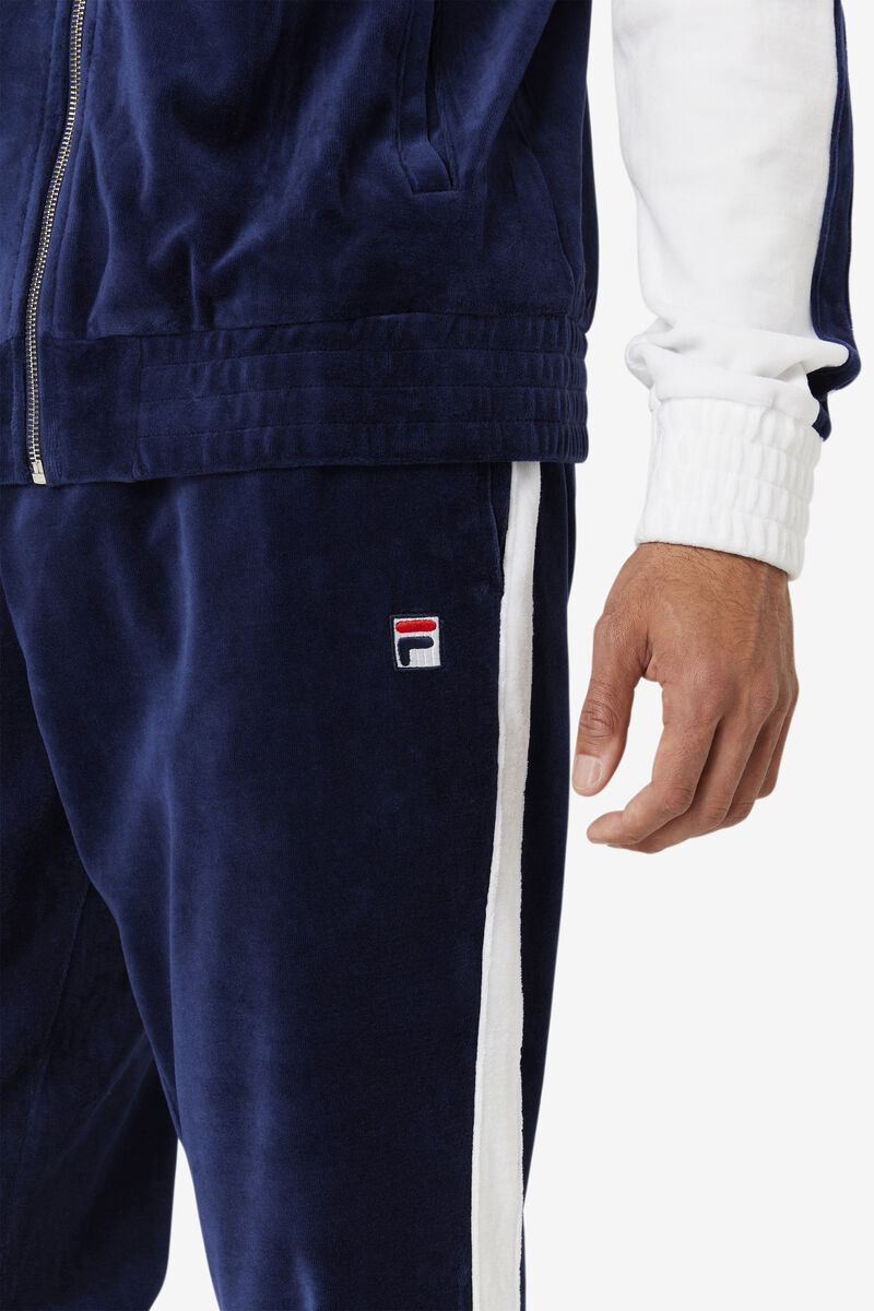 Fila Brice Velour Pant Navy / White / Red | UPlE2iEtmPx