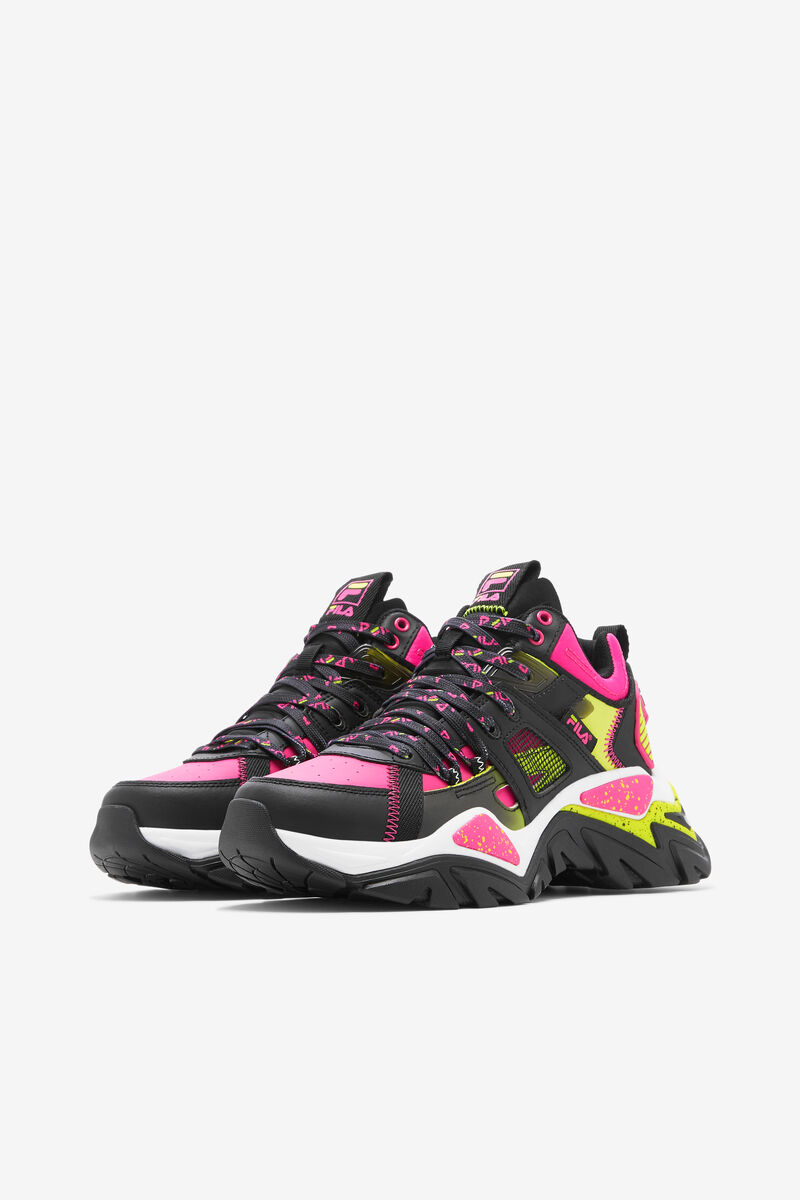 Fila Cage Mid Mixed Media Black / White / Pink | C5fakhk2JXu