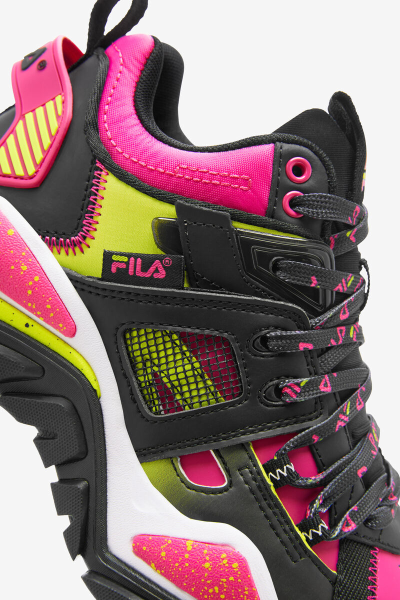 Fila Cage Mid Mixed Media Black / White / Pink | C5fakhk2JXu