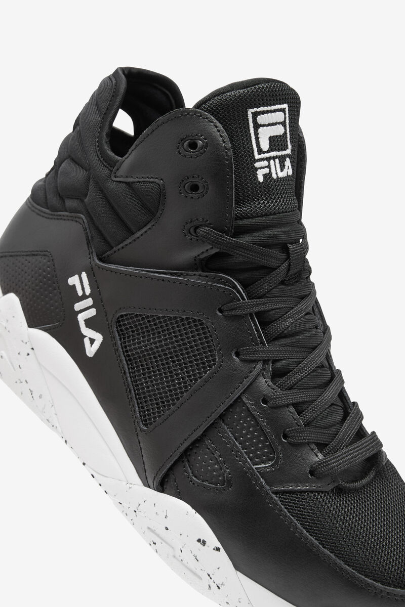 Fila Cage Mid Top Basketball Shoes | Fila Black / White / Black | W1KuLXa6XOZ