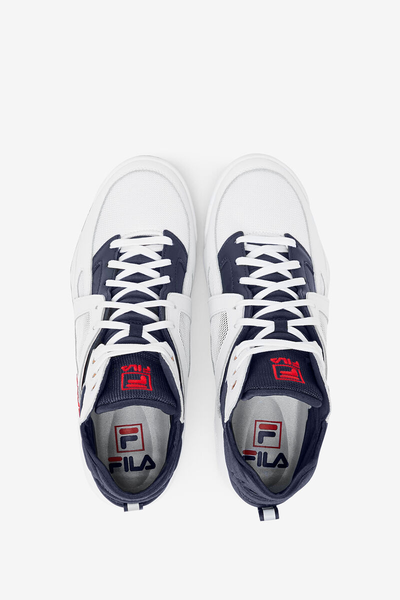 Fila Cage Mid Top Basketball Shoes | Fila White / Red / Blue | zhjpgR4ISiI