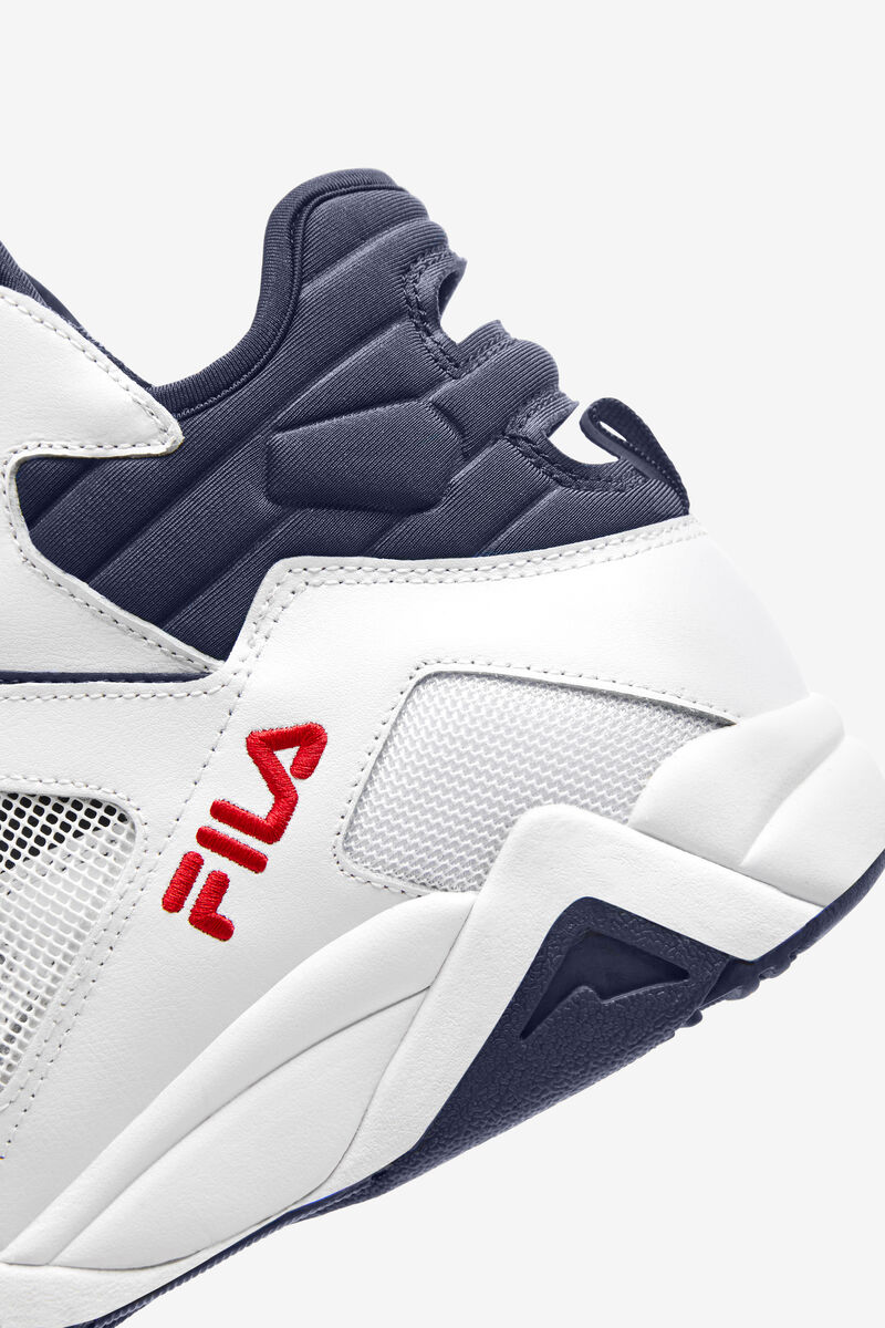 Fila Cage Mid Top Basketball Shoes | Fila White / Red / Blue | zhjpgR4ISiI