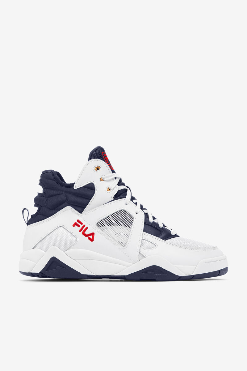 Fila Cage Mid Top Basketball Shoes | Fila White / Red / Blue | zhjpgR4ISiI