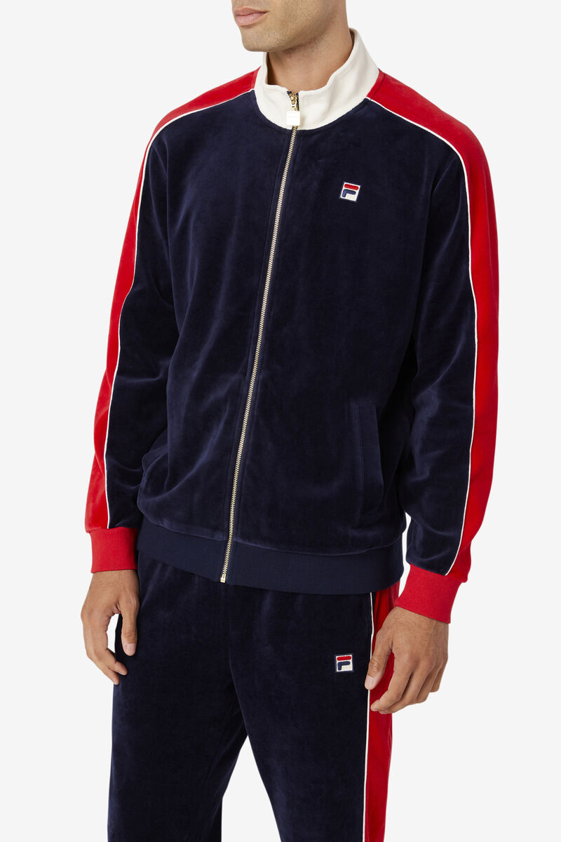 Fila Cima Velour Jacket Navy / Red | jPIL3wDD1gZ