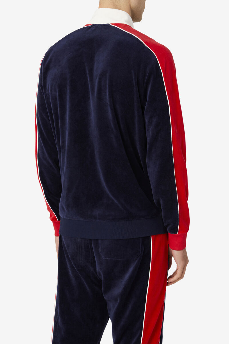 Fila Cima Velour Jacket Navy / Red | jPIL3wDD1gZ