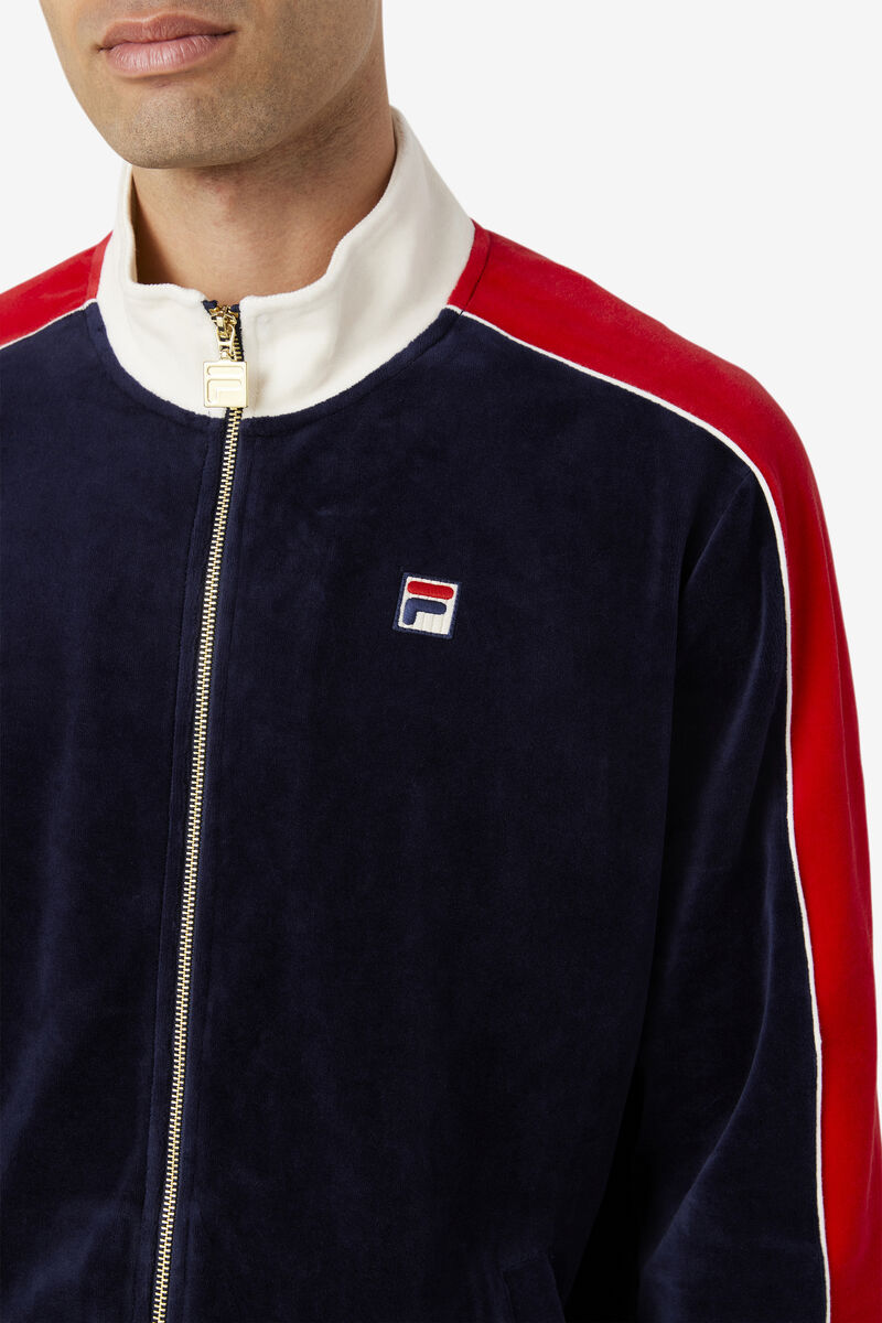 Fila Cima Velour Jacket Navy / Red | jPIL3wDD1gZ