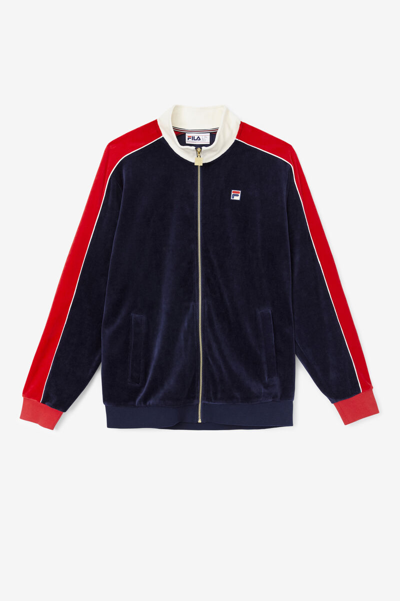 Fila Cima Velour Jacket Navy / Red | jPIL3wDD1gZ