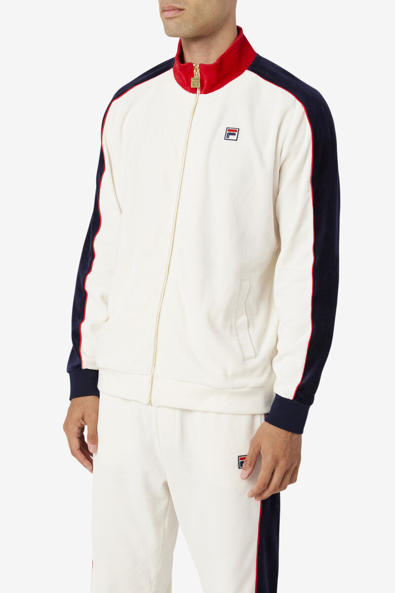 Fila Cima Velour Jacket Red / Navy | tlOWJ37t3BT