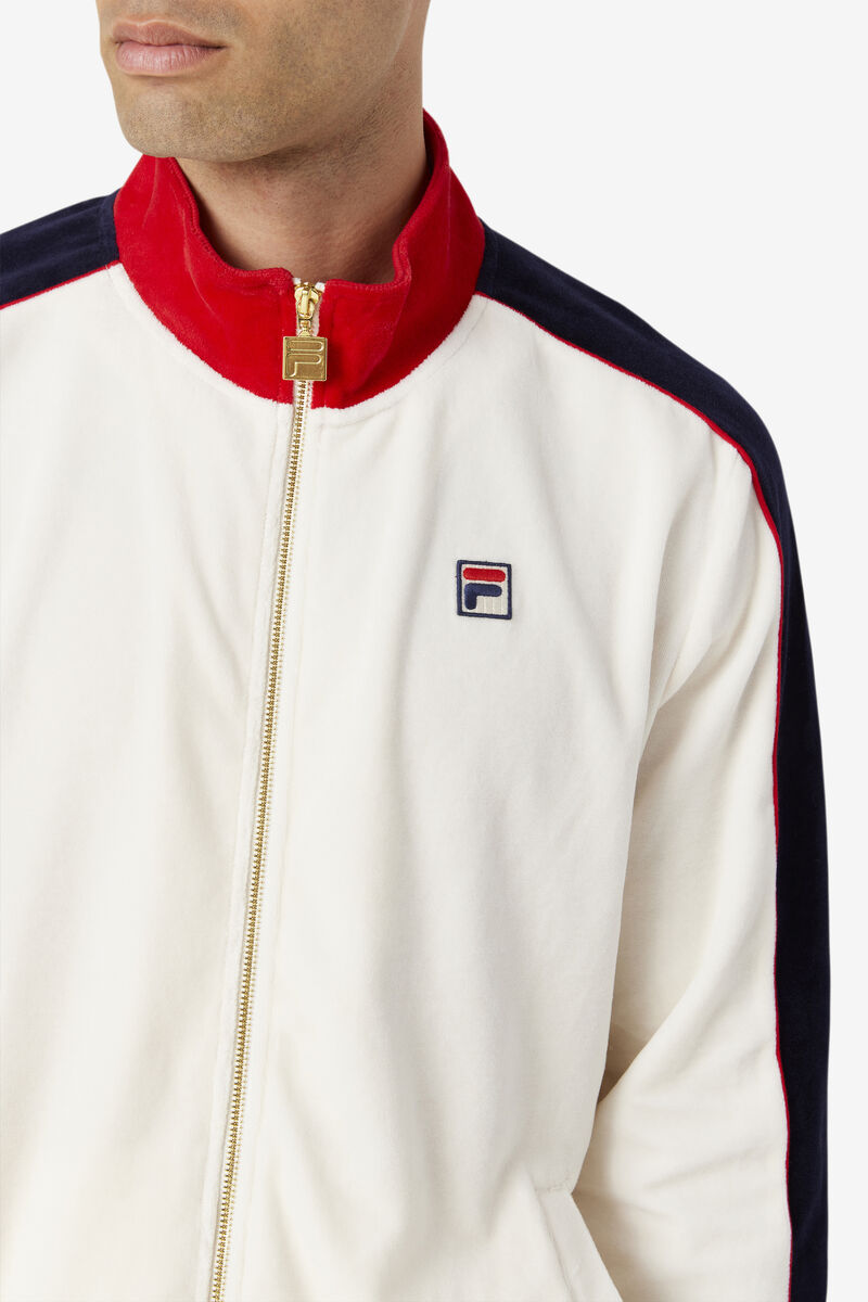 Fila Cima Velour Jacket Red / Navy | tlOWJ37t3BT